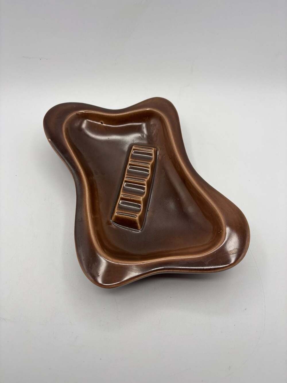 Vintage McCoy Pottery Brown Glaze Mid-Century Modern Ashtray USA